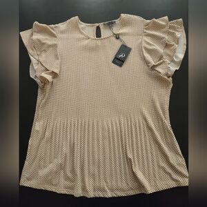 New Adrianna Papell Ruffle Sleeve Polka Dot Women's Top